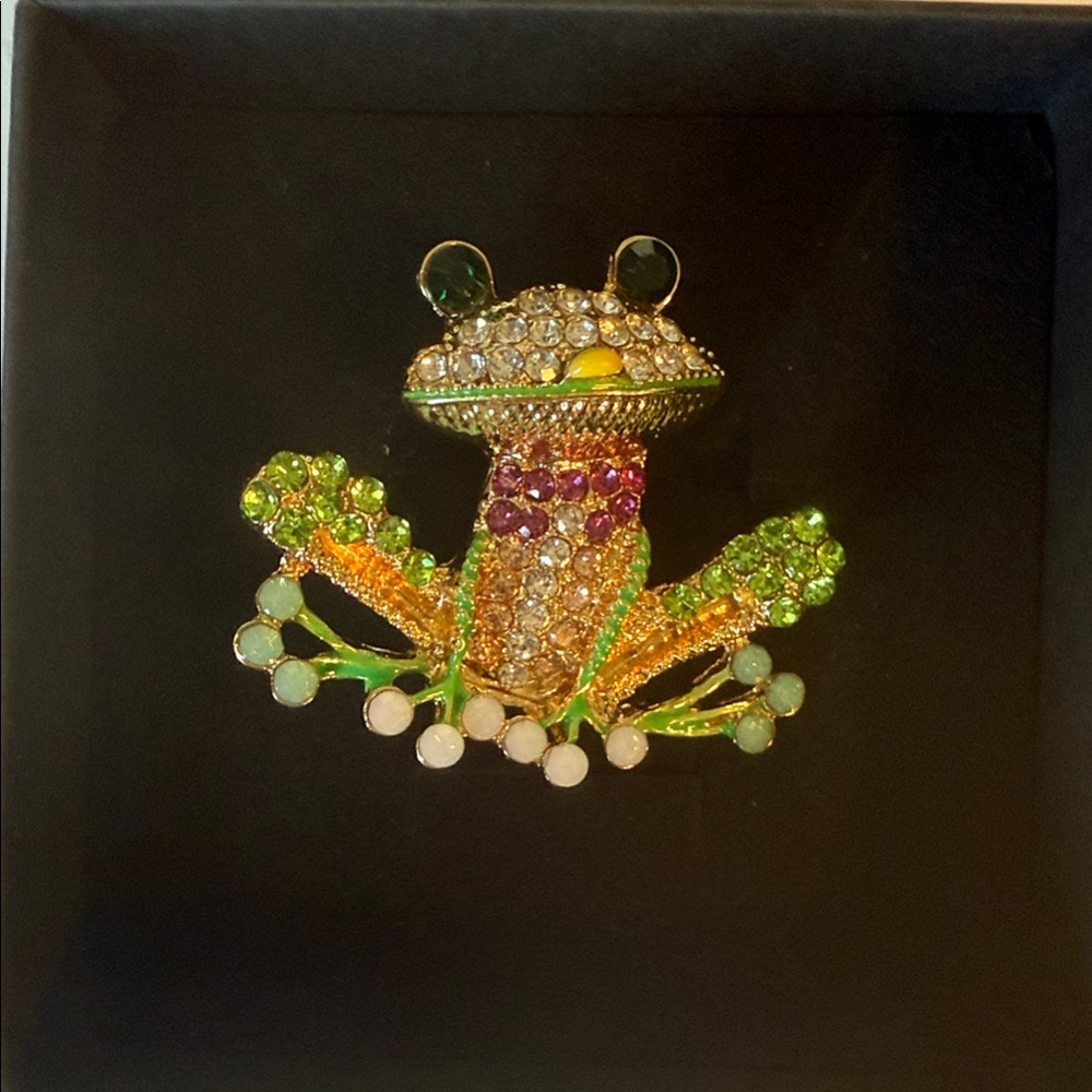 Colorful Frog Brooch with Crystals seen on Traitors Brooches Everywhere 😍